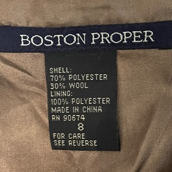 Boston Proper Tan & Cream Plaid Wool Blend Academia Prep Jacket NWOT Size 8 - Picture 10 of 12